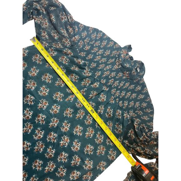 WALTER BAKER MINI DRESS MESSY MOCK FLORAL GREEN RUCHED CUFFS SZ S RUFFLES PREPPY - Picture 12 of 16